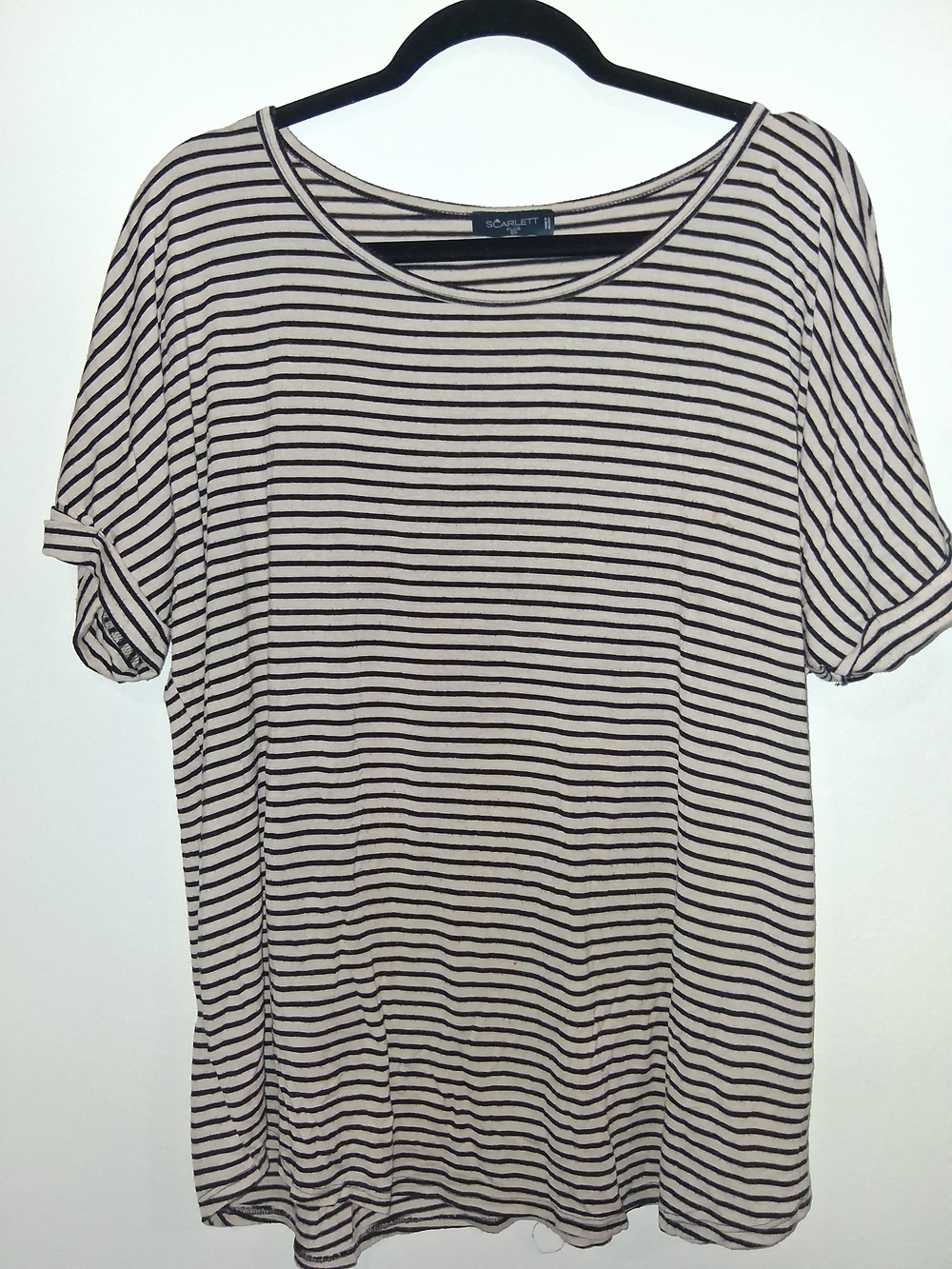 Scarlett Black and Cream Striped Short Sleeve Tee